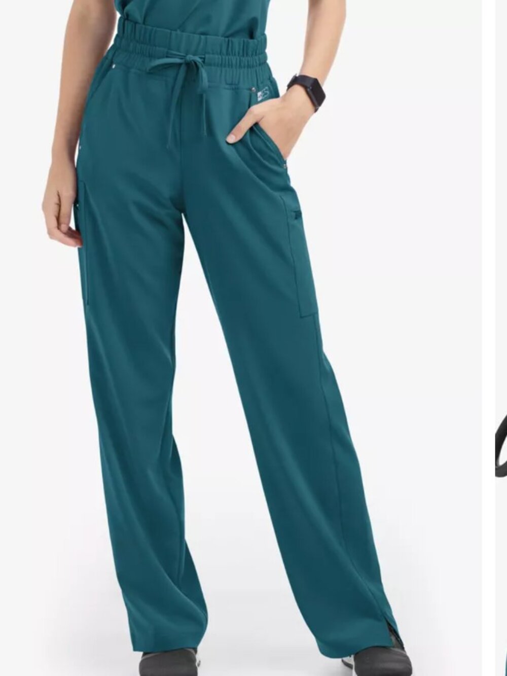 Easy Stretch Ellie High Waisted Wide Leg Scrub Pants Caribbean Blue XS NWT
